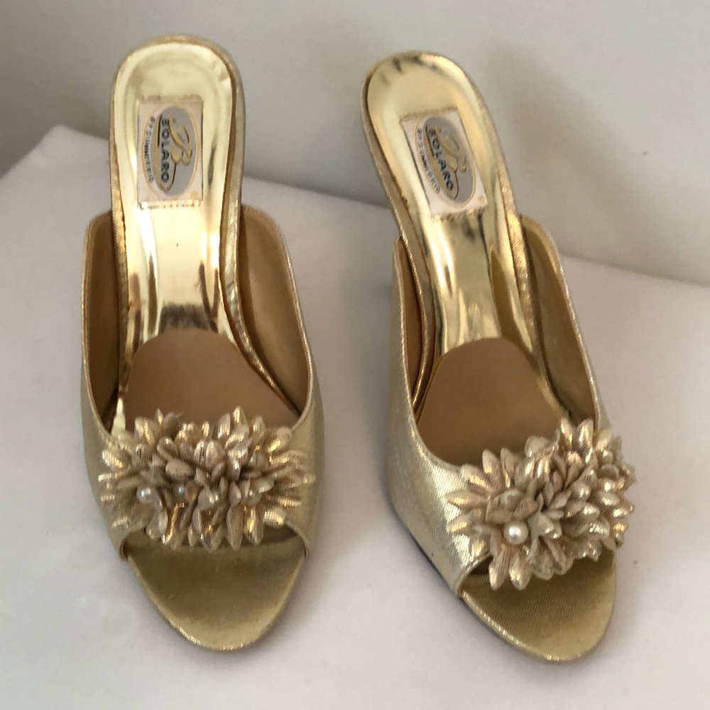 Bolaro by Summerrio Gold Slip On heels